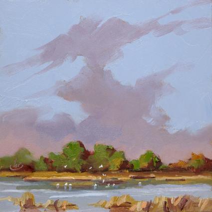 NEWPORT BACK BAY, IMPRESSIONIST TONALIST LANDSCAPE