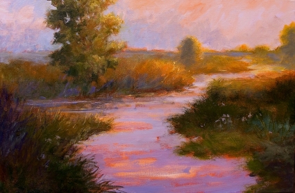 Marsh at Sunset Large Contemporary Impressionist Landscape