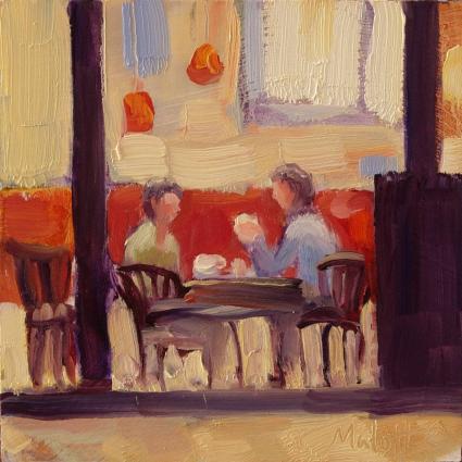 Coffee and Conversation daily painting oil impression