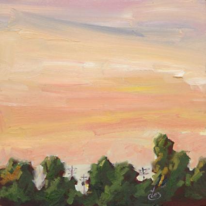 IMPRESSIONIST TONALIST SUNSET, OIL PAINTING