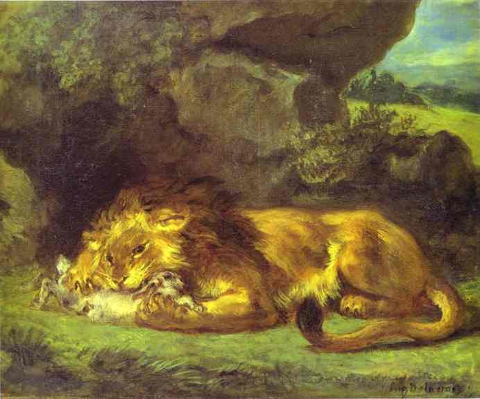Lion Devouring A Rabbit