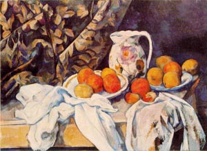 Paul Cezanne Still Life with Curtain and Flowered Pitcher 1899