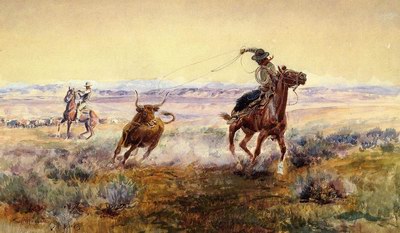 Charles M. Russell On the Pond oil painting reproduction