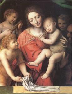 The Virgin Carrying the Sleeping Child with Three Angels (mk05)