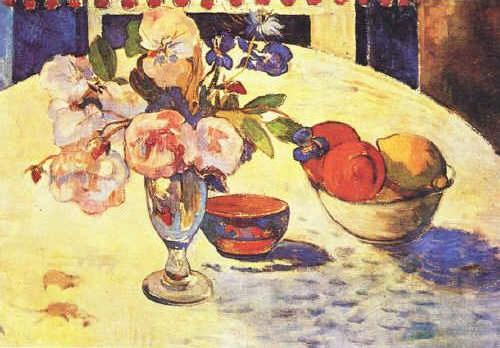 Flowers and a Bowl of Fruit on a Table 4