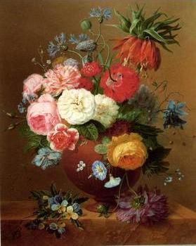 Floral, beautiful classical still life of flowers.089