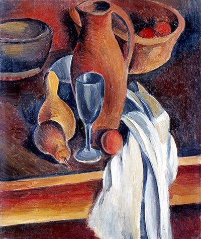 Still Life with Earthenware Jug and White Napkin