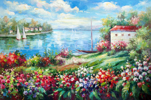 oil painting of Garden by the Shore