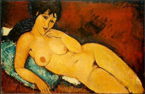 Nude on a Blue Cushion