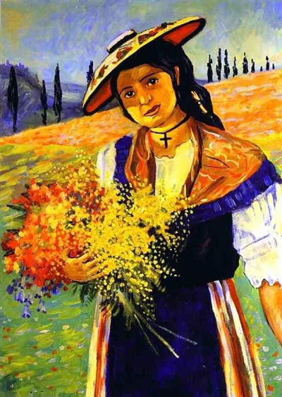 Young Girl with Flowers