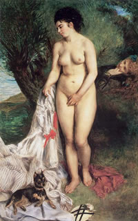 Bather with Griffon Terrier