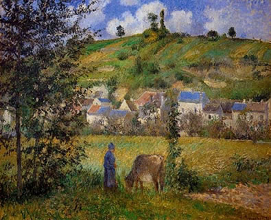 A Street in Auvers (Thatched Cottages and a Cow)