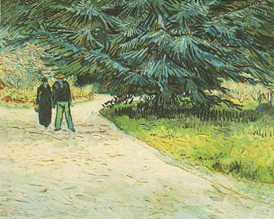 Public Garden with Couple and Blue Fir Tree: The Poets Garden III