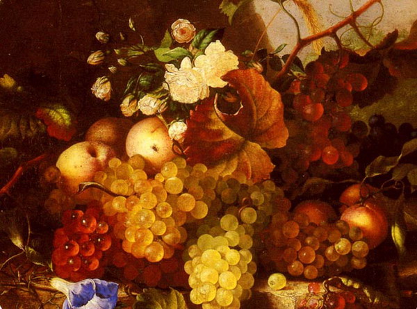 Still Life Of Fruit And Flowers