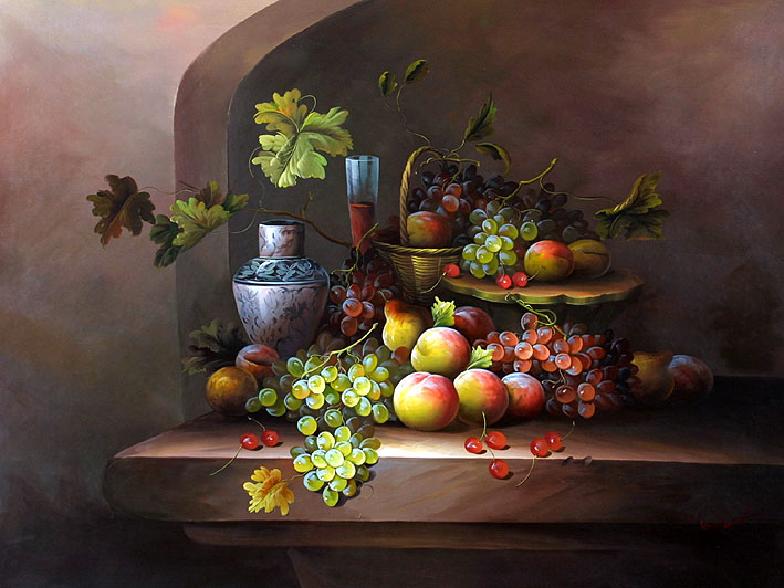 Classic Fruit Still Life,oil painting supplies