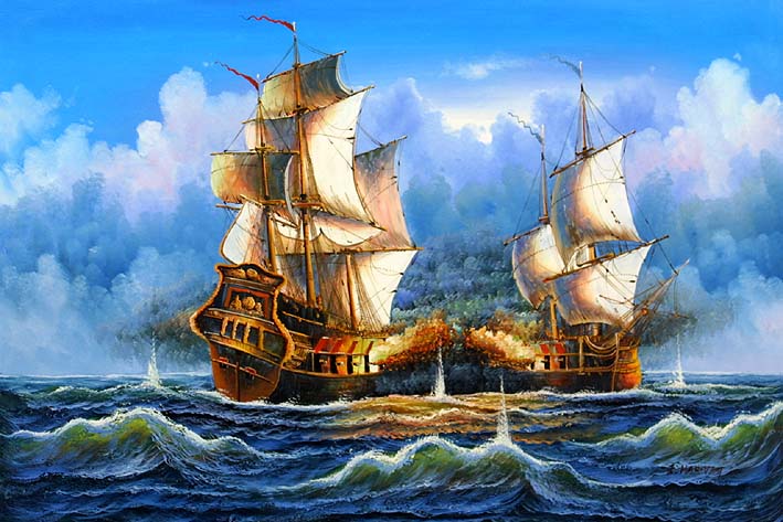 Sea Battle Scene