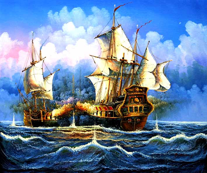 Sea Battle Scene