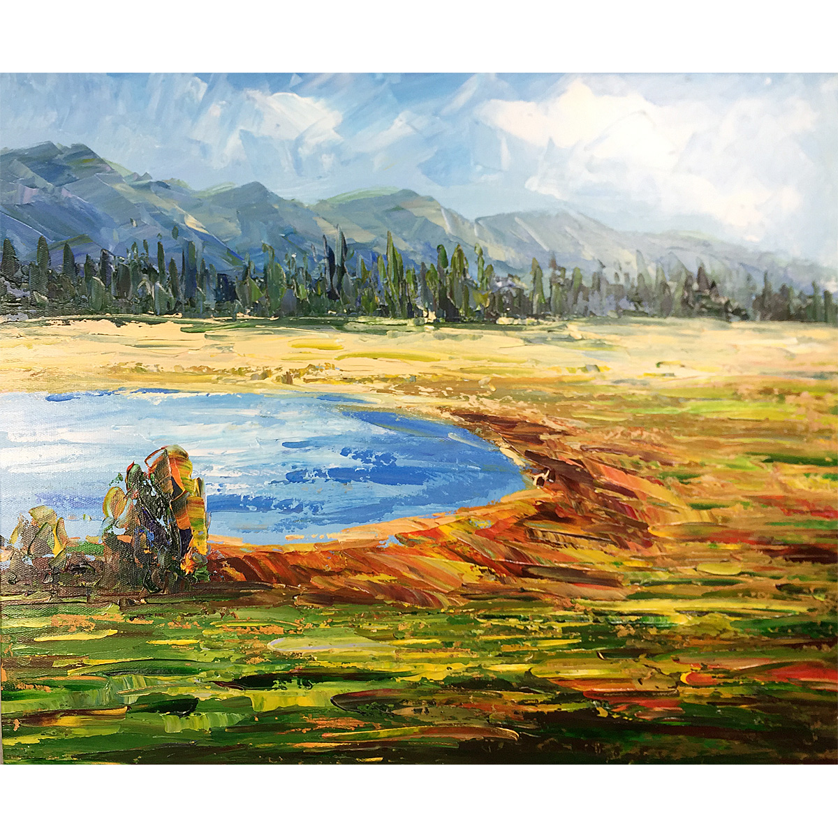 Yellowstone Park Original Oil Painting Hand Painted Canvas Abstract landscape Wall Art Modern