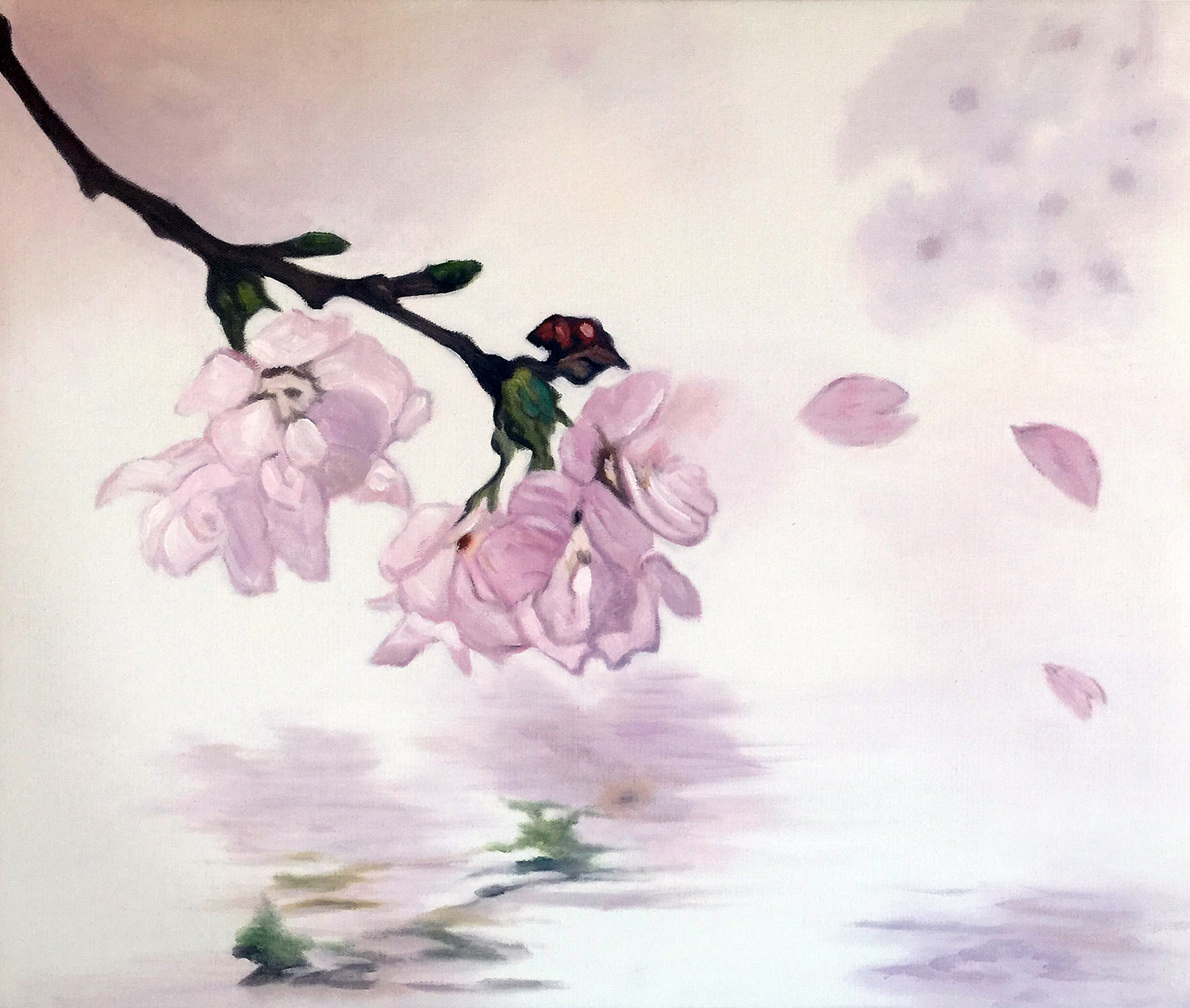 Hand painted Romantic sakura oil painting Original on Canvas