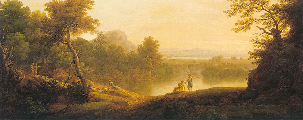 George Lambert A Pastoral Landscape with Shepherds and their Flo