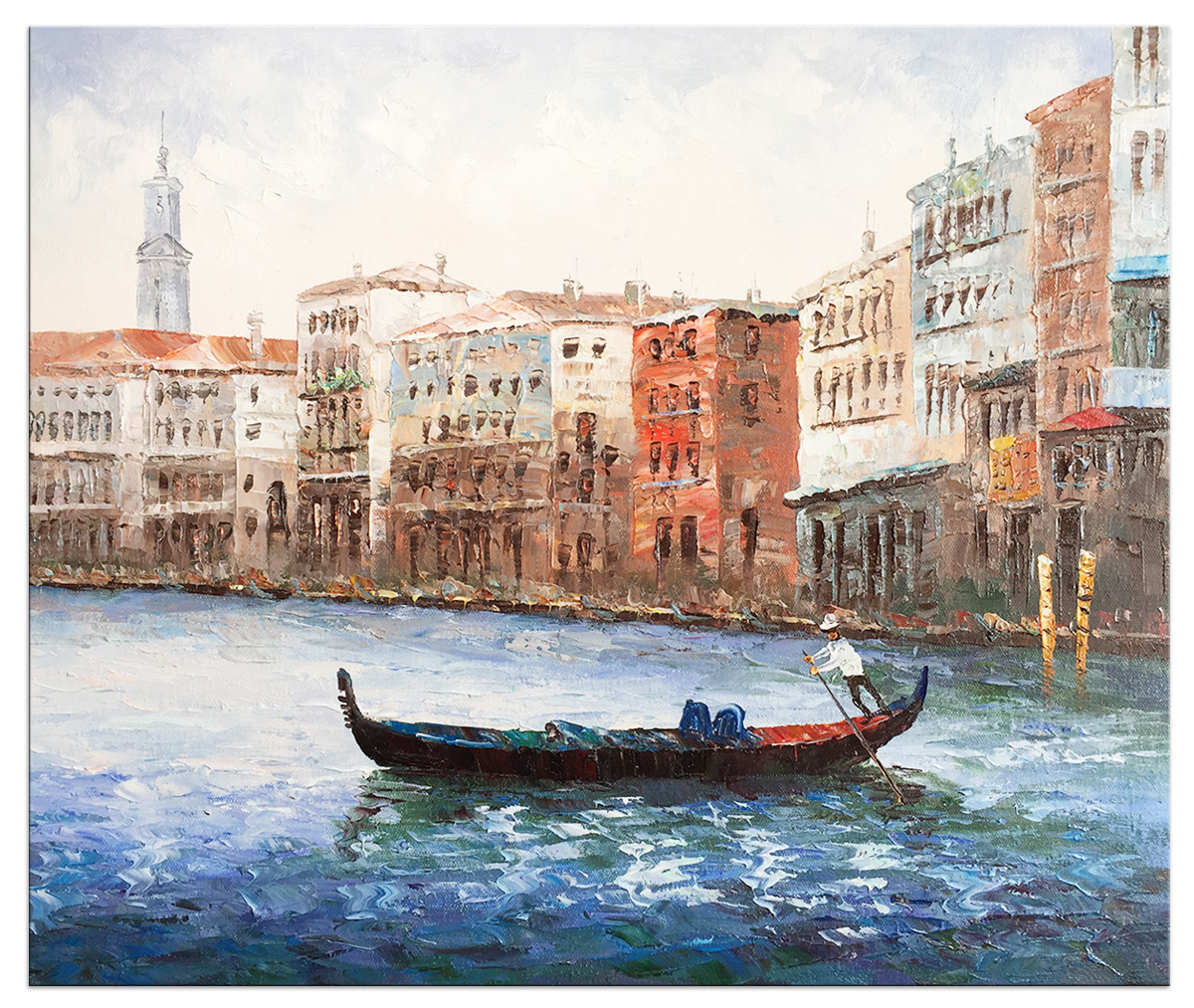 Hand Painted Oil Paintings Stretched Framed Ready to Hang Venice Modern Abstract Painting Canvas