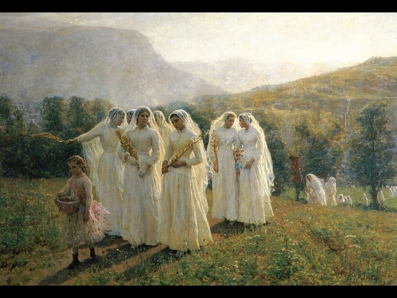 Young Women Going to a Procession