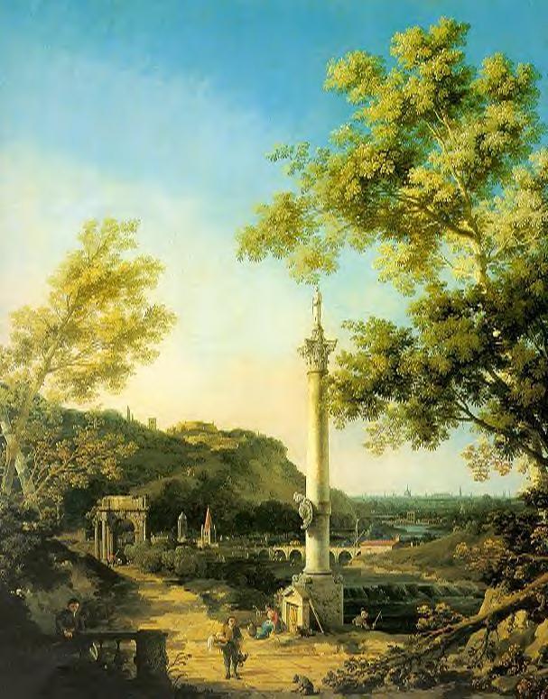 Capriccio - River Landscape with a Column