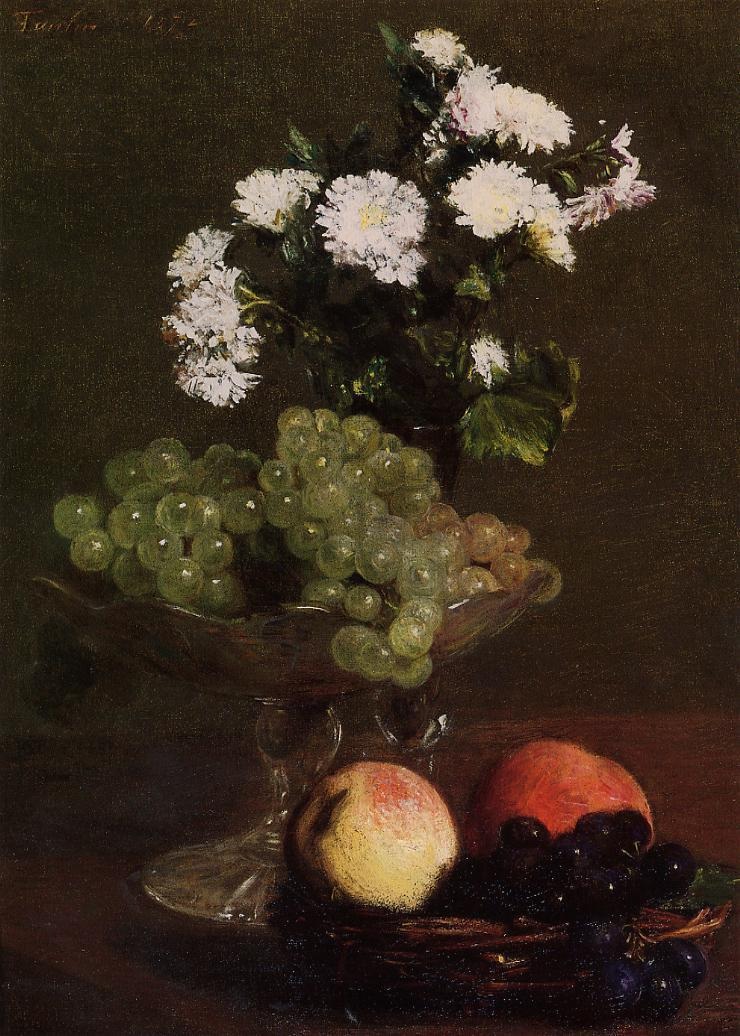 Still Life - Chrysanthemums and Grapes