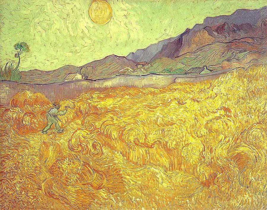 Wheat Fields with Reaper at Sunrise