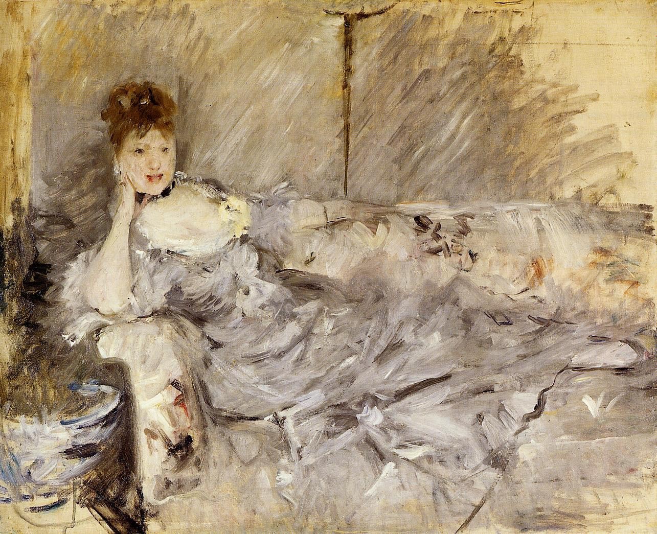 Young Woman in Grey Reclining