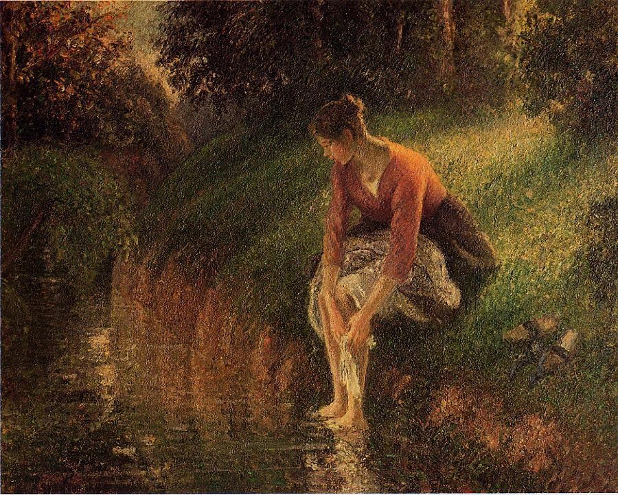 Young Woman Bathing Her Feet