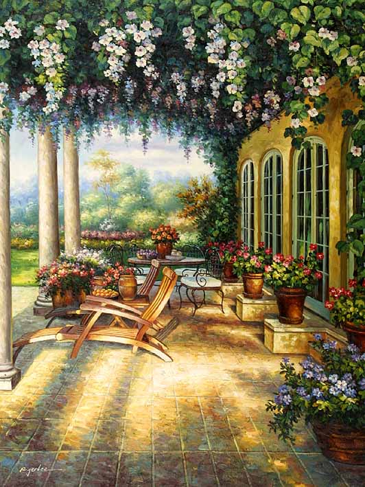 Floral Yard oil painting