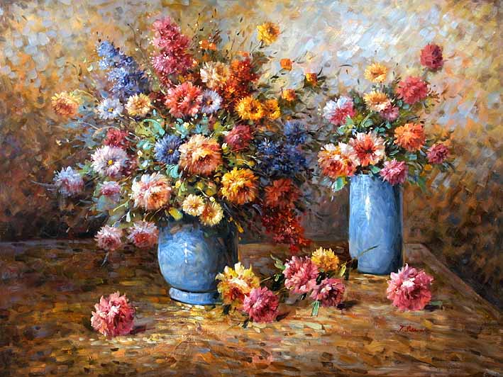 Floral Impression,oil painting of flowers