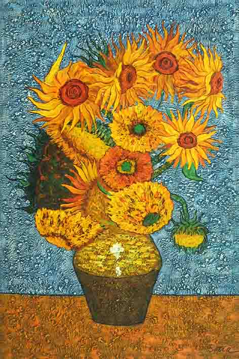 Twelve Sunflowers in a Vase