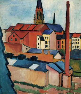 Marienkirche mit H?sern und Schornstein