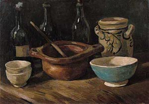 Still Life With Earthenware And Bottles 1885