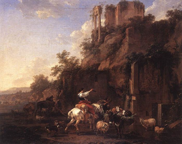 Berchem Reproductions - Rocky Landscape with Antique Ruins