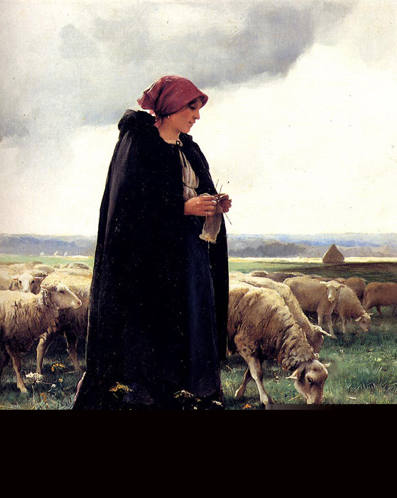Oil Painting Reproduction of Dupre- A Shepherdess With Her Flock