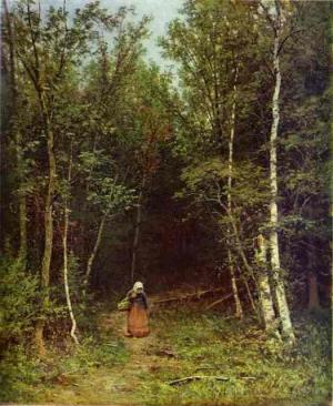 Oil painting:Landscape with a Woman. 1872