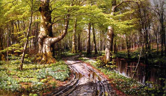 Oil painting for sale:Skovparti Med Alob [River Landscape], 1903