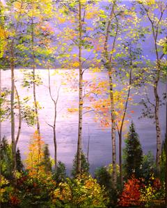 Silvery Blue ~ 8/16/08 A Painting a Day Hudson River School Landscapes by Connie Tom