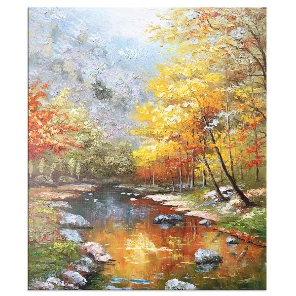 Modern Abstract Landscape Hand Painted Oil Painting Canvas Stretched Ready to Hang Nature Wall Art