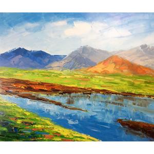 Modern Paintings River Mountain Abstract Acrylic Landscape Hand Painted Oil Painting On Canvas Wall