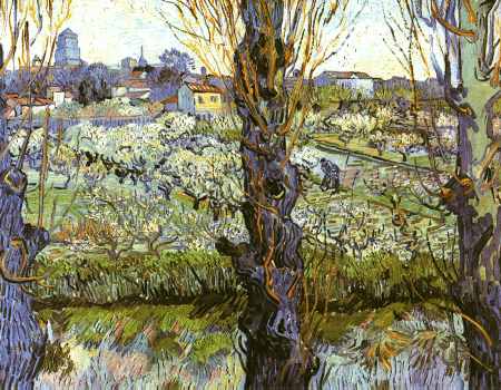 Orchard in Blossom with View of Arles